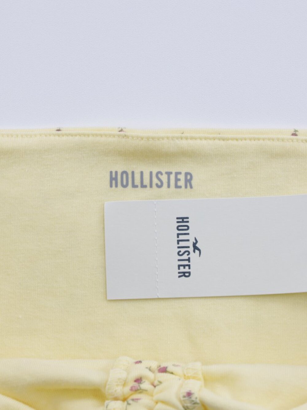 Hollister Women's Floral Soft Strapless Cinched Babydoll Top Yellow Size XL - Picture 8 of 8